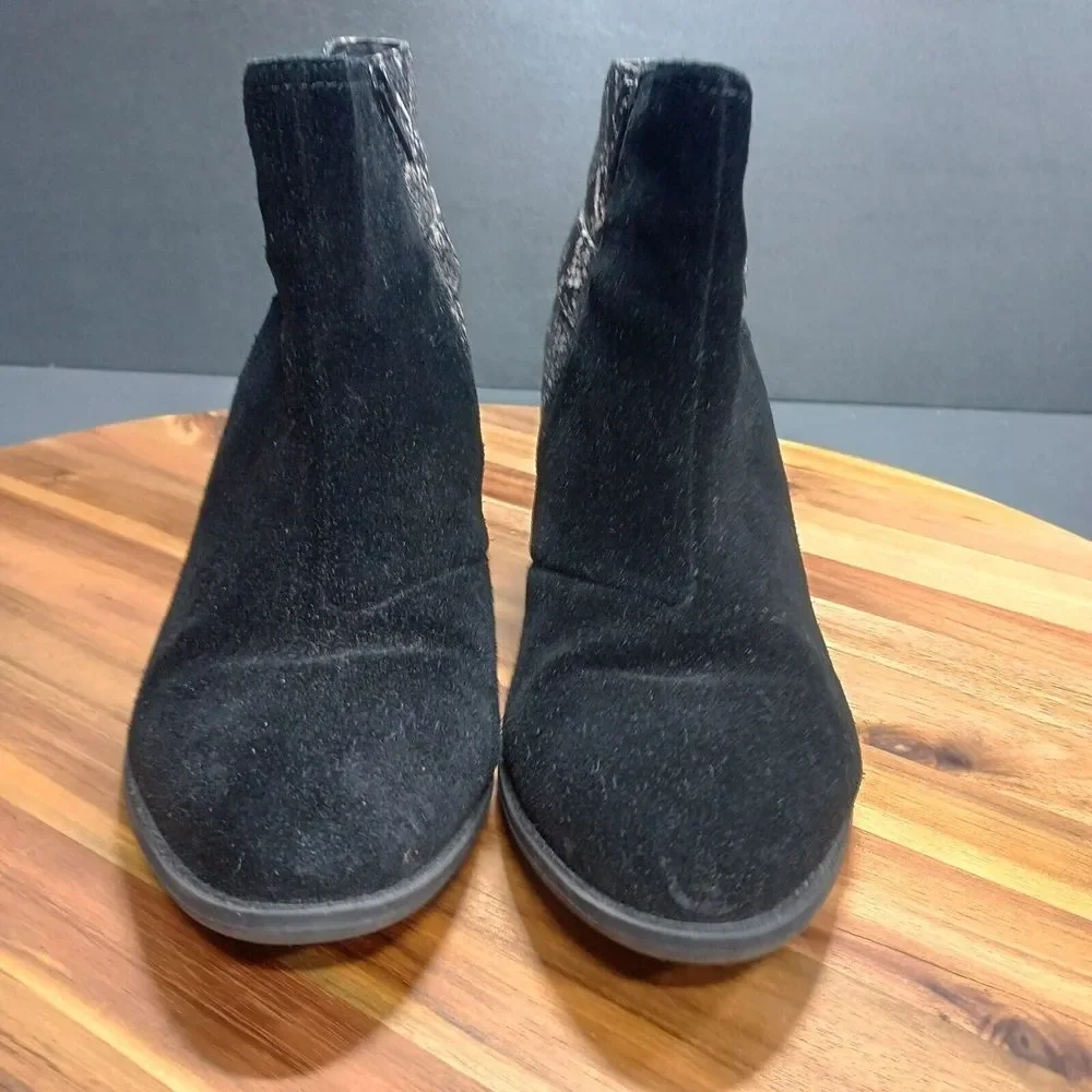 Vionic Naomi Snake Suede Ankle‎ Boots Water Resistant Sz 9 Wide Black Side Zip